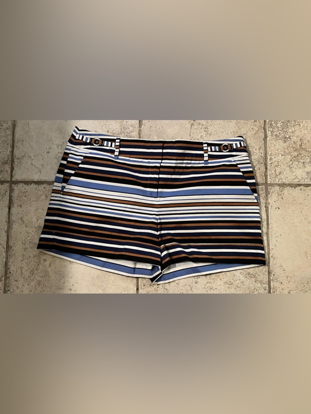 New York & Company Blue, Brown and Black Striped Women's Shorts - PLEASE READ